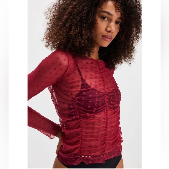 Free People Tops - NWT Free People Intimately Glass Roses Red Most Likely Layerying Top New $68